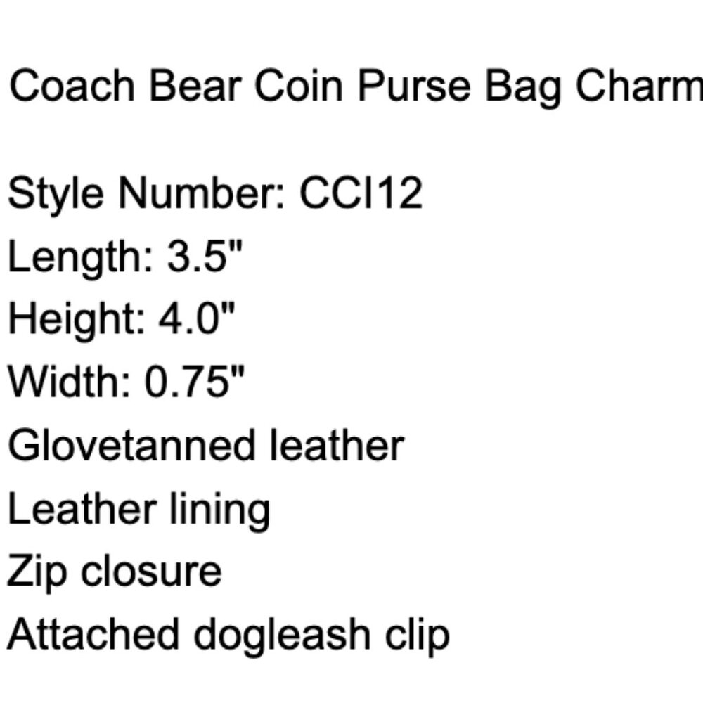 NWOT Coach Bear Coin Purse Bag Charm In Glovetanned Leather Brass/Toffee - Picture 7 of 7